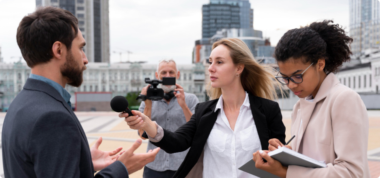 Reporter presenting live